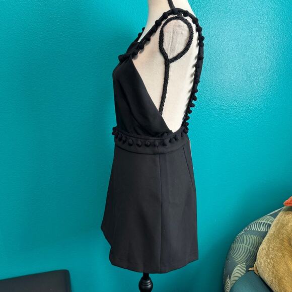 Zara Woman Black Pom Pom Trim Pinafore Apron Dress Women's Medium NWT - Picture 6 of 10